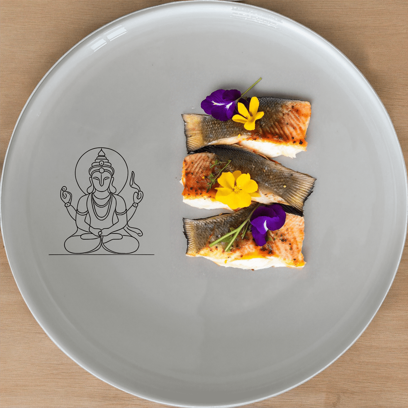 The Hindu Imagery Dinner Plate Set of 4 features a serene and spiritual design, perfect for adding a touch of culture to your dining experience.