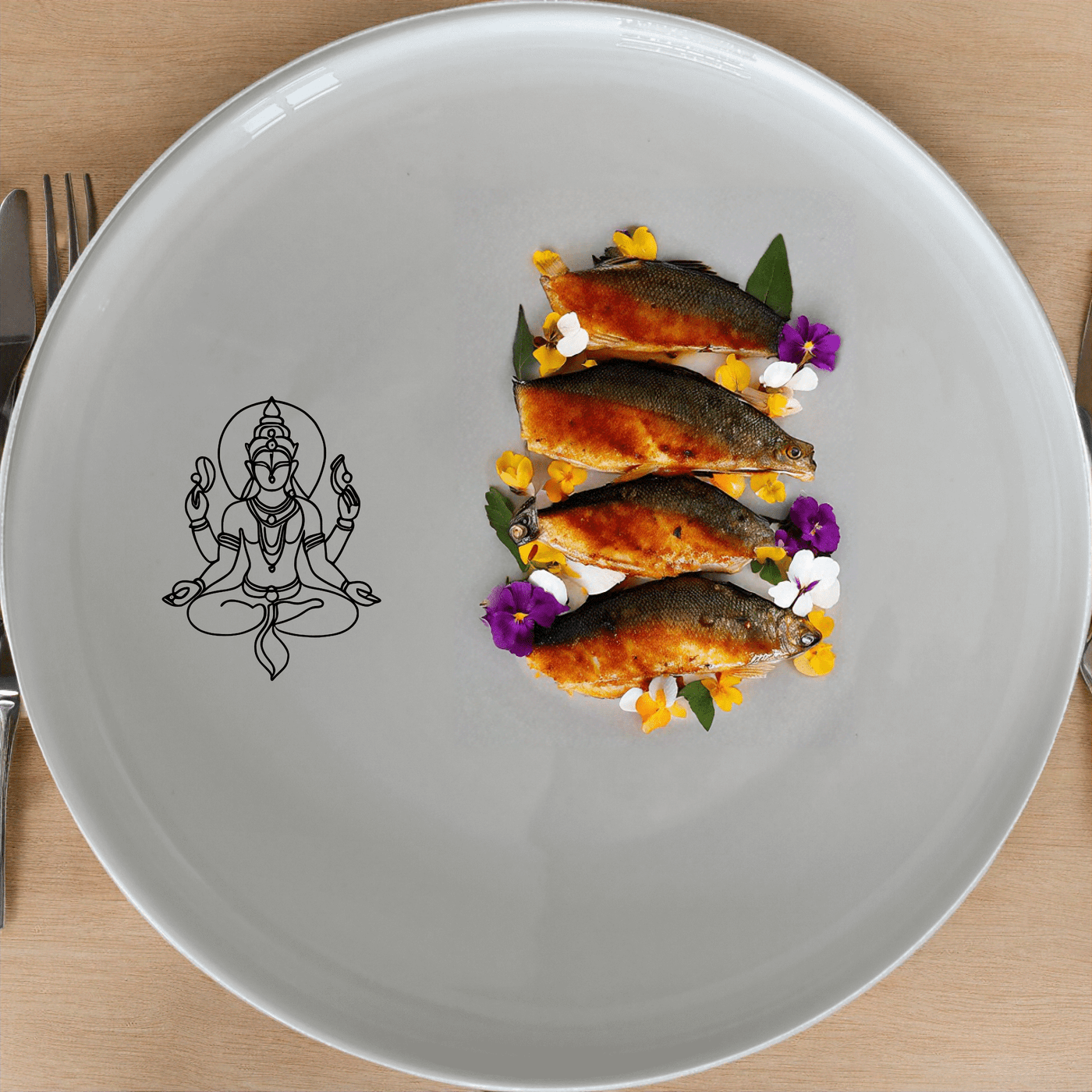 The Hindu Imagery Dinner Plate Set of 4 features intricate spiritual designs, perfect for elevating your dining experience with cultural elegance.