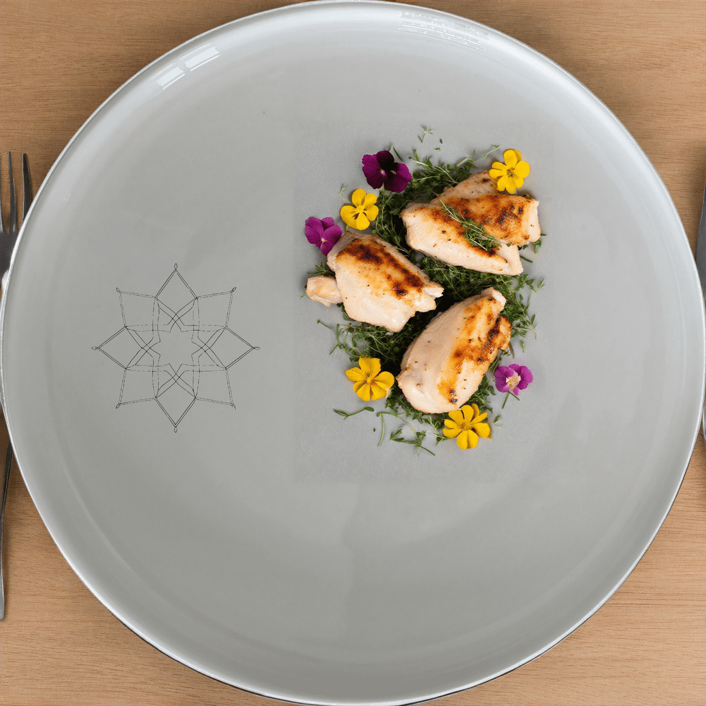 The Islamic Imagery Dinner Plate Set of 4 features intricate geometric patterns for a modern, artistic touch to your dining experience.