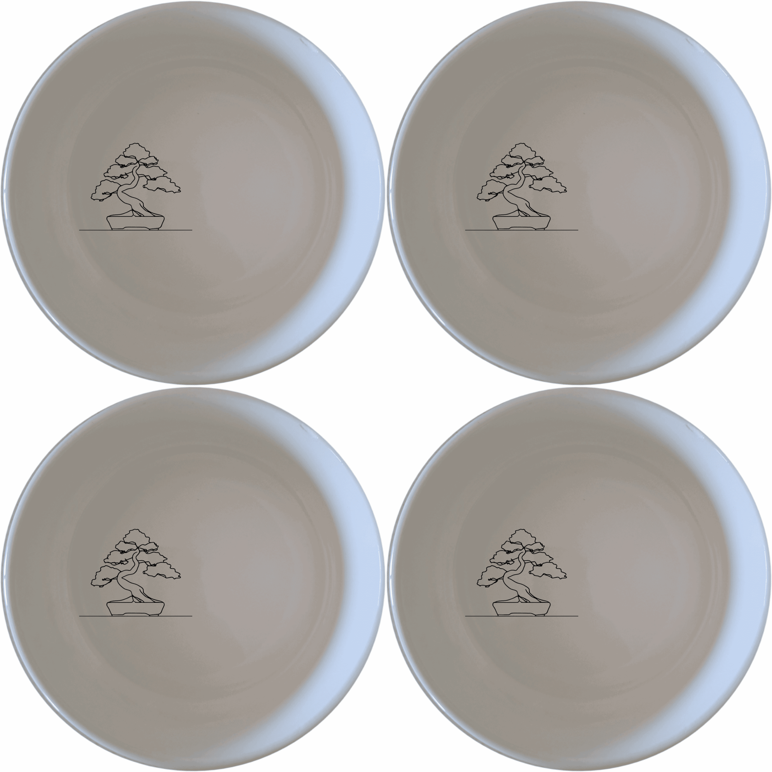 The Japanese Bonsai Tree Bowl Set of 4 - Range 3 features elegant minimalist designs perfect for any dining occasion.