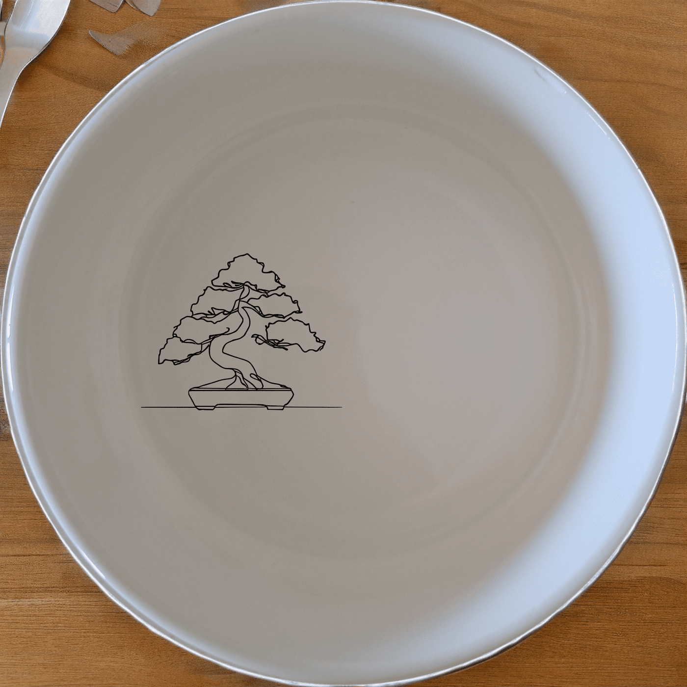 Japanese Bonsai Tree Bowl Set of 4 - Range 4 is a beautifully crafted set of four ceramic bowls, each featuring an elegant bonsai tree design.