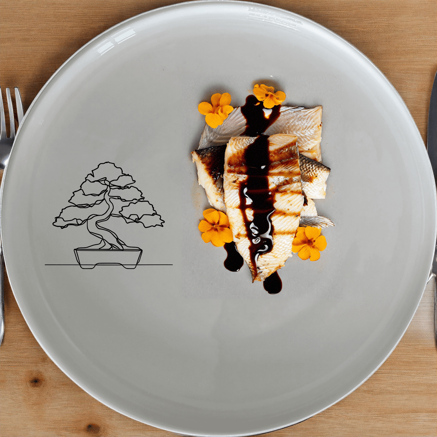 The Japanese Bonsai Tree Side Plate Set of 4 - Range 1 adds a touch of serene elegance to your dining table. Crafted from premium ceramic, these plates feature a minimalist design with a subtle bonsai tree etching, perfect for everyday use or special occasions.
