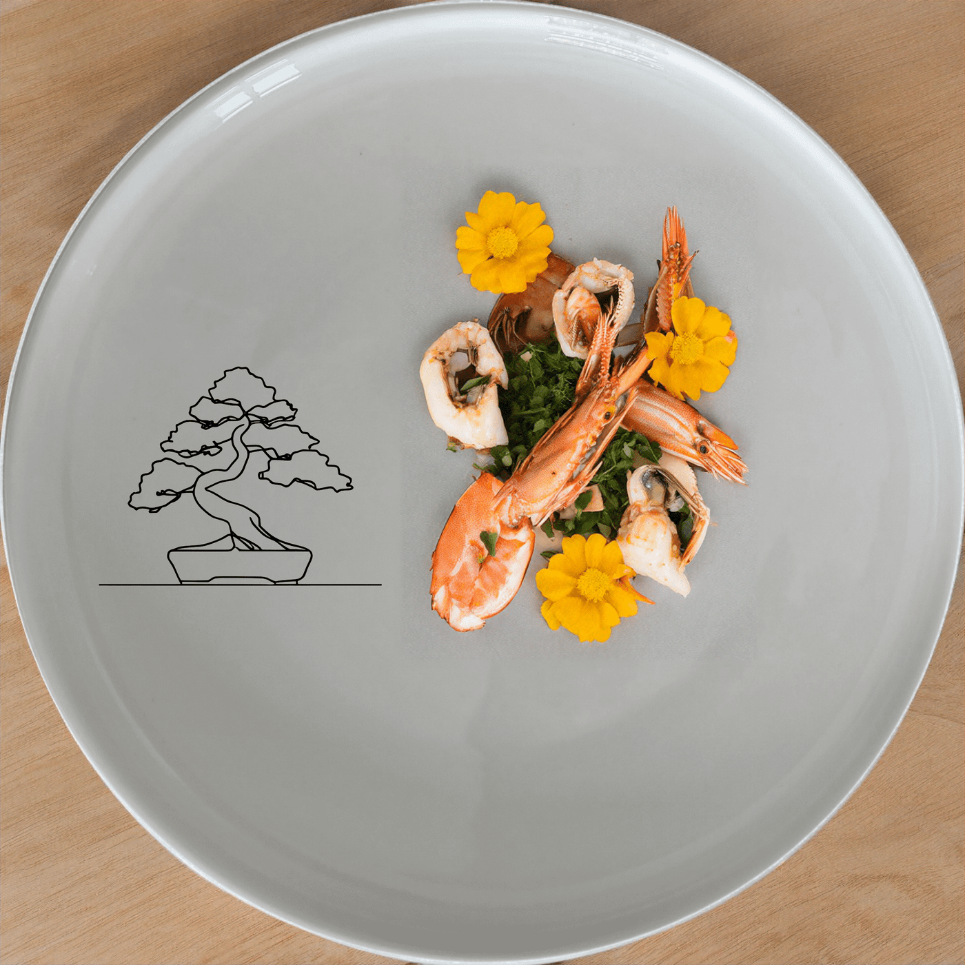 Japanese Bonsai Tree Side Plate Set of 4 - Range 1 is a beautiful set of four 21cm white ceramic side plates featuring a laser-etched bonsai tree design. Perfect for adding a touch of nature to your dining table.