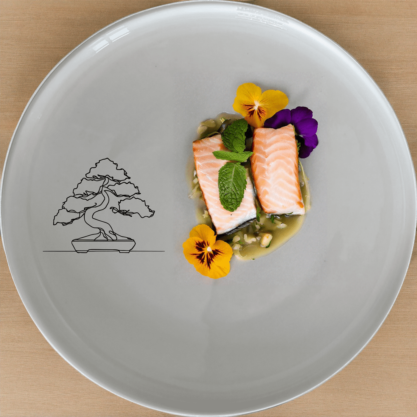 Japanese Bonsai Tree Side Plate Set of 4 - Range 4 is a beautiful and elegant set of four white ceramic side plates featuring a laser-etched bonsai tree design. Perfect for any dining occasion.