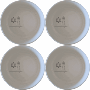 Jewish Imagery Flat Bowl Set of 4 adds a touch of cultural elegance to your dining experience with intricate designs.