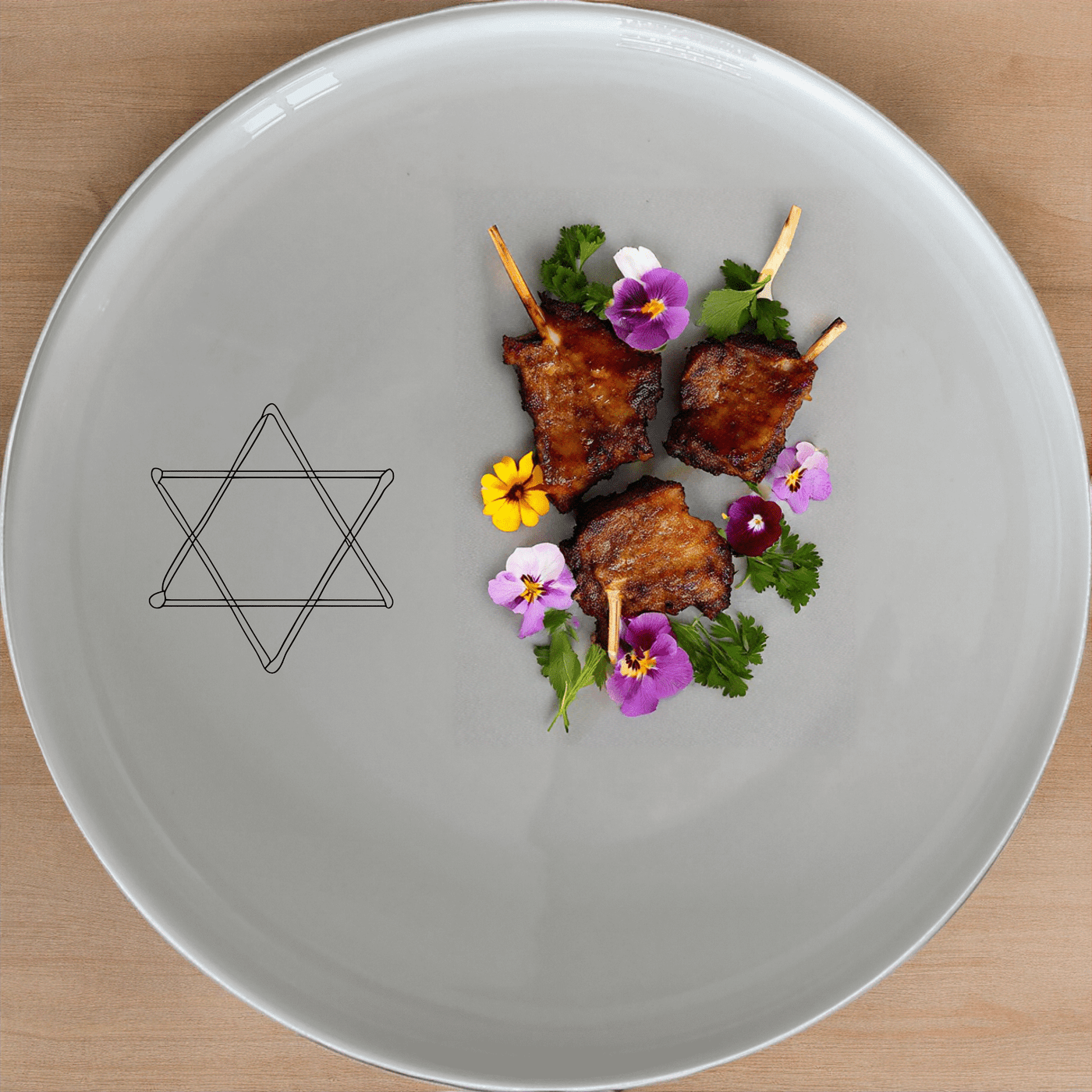 Jewish Imagery Dinner Plate Set of 4 features a classic Star of David design, perfect for any festive or everyday dining occasion.