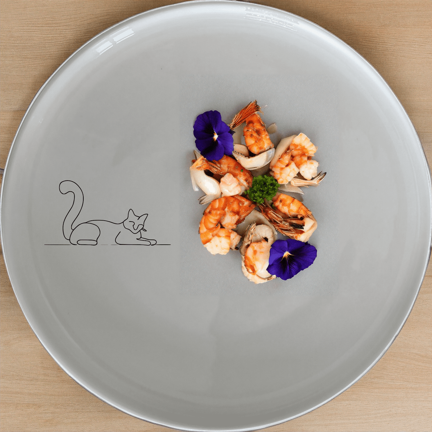 Lazy Stretching Cat Dinner Plate Set of 4 - Range 1 is a charming and stylish dinner plate set featuring a minimalist cat design.