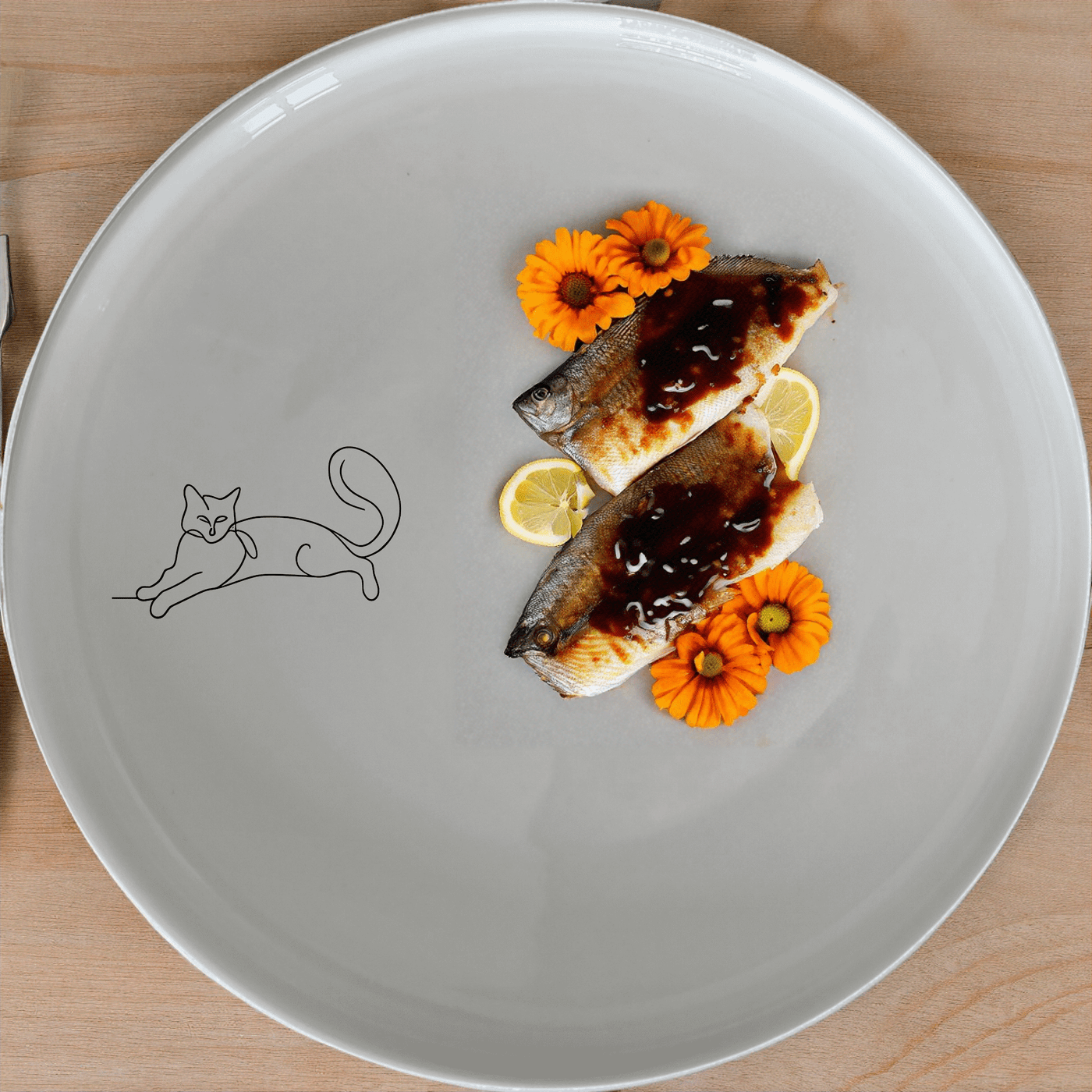 Lazy Stretching Cat Dinner Plate Set of 4 - Range 4 is a charming and stylish addition to any dining table, perfect for cat lovers.