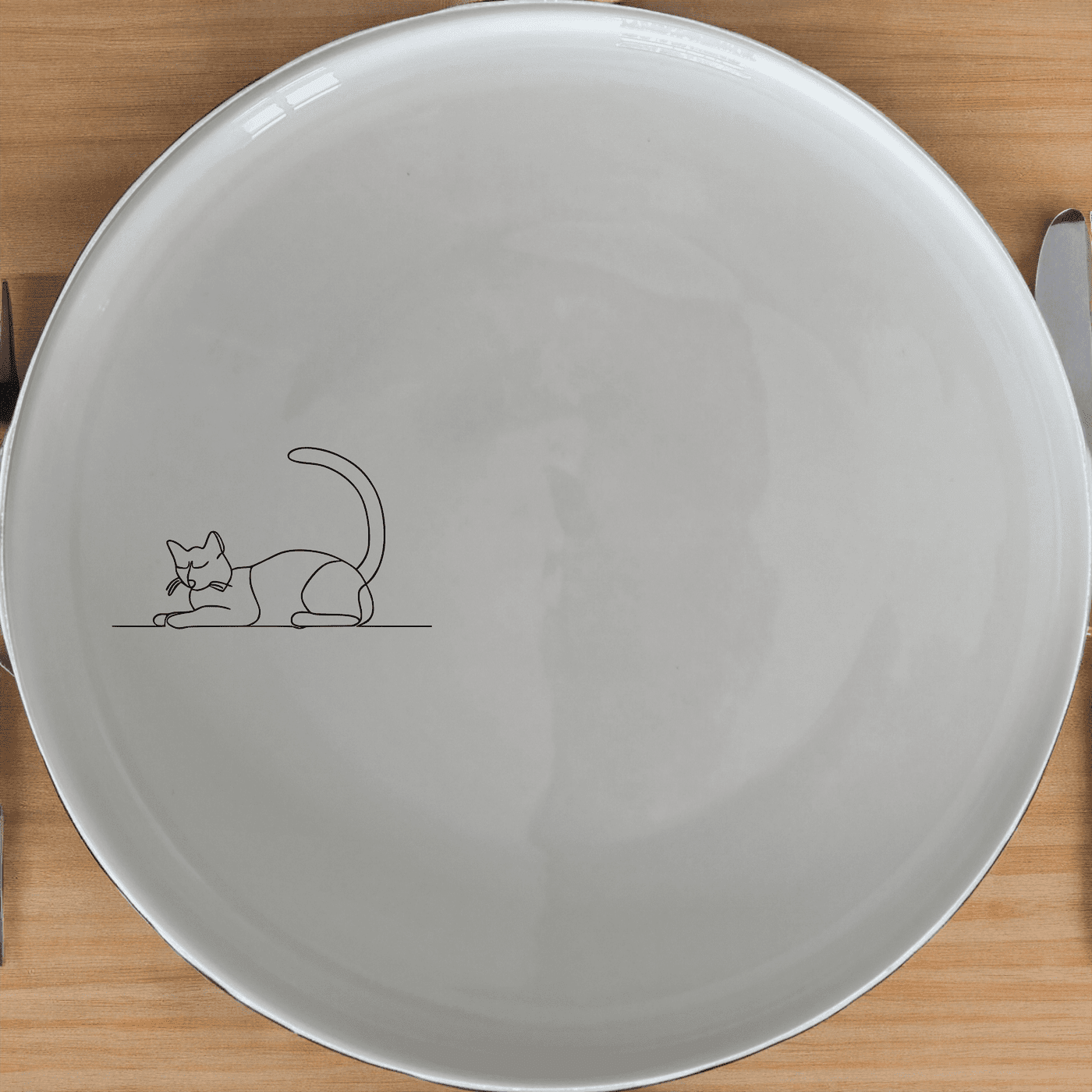Lazy Stretching Cat Side Plate Set of 4 - Range 2 adds a playful touch to your dining table with minimalist cat designs.
