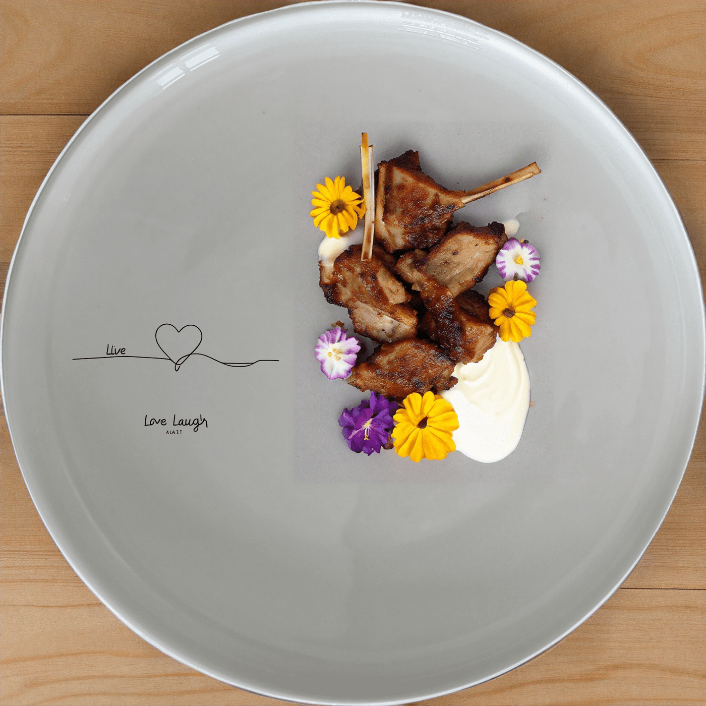 Live Love Laugh Dinner Plate Set of 4 - Range 2 is a beautiful and elegant dinner plate set that features a minimalist design with the words "Live Love Laugh" etched onto each plate.