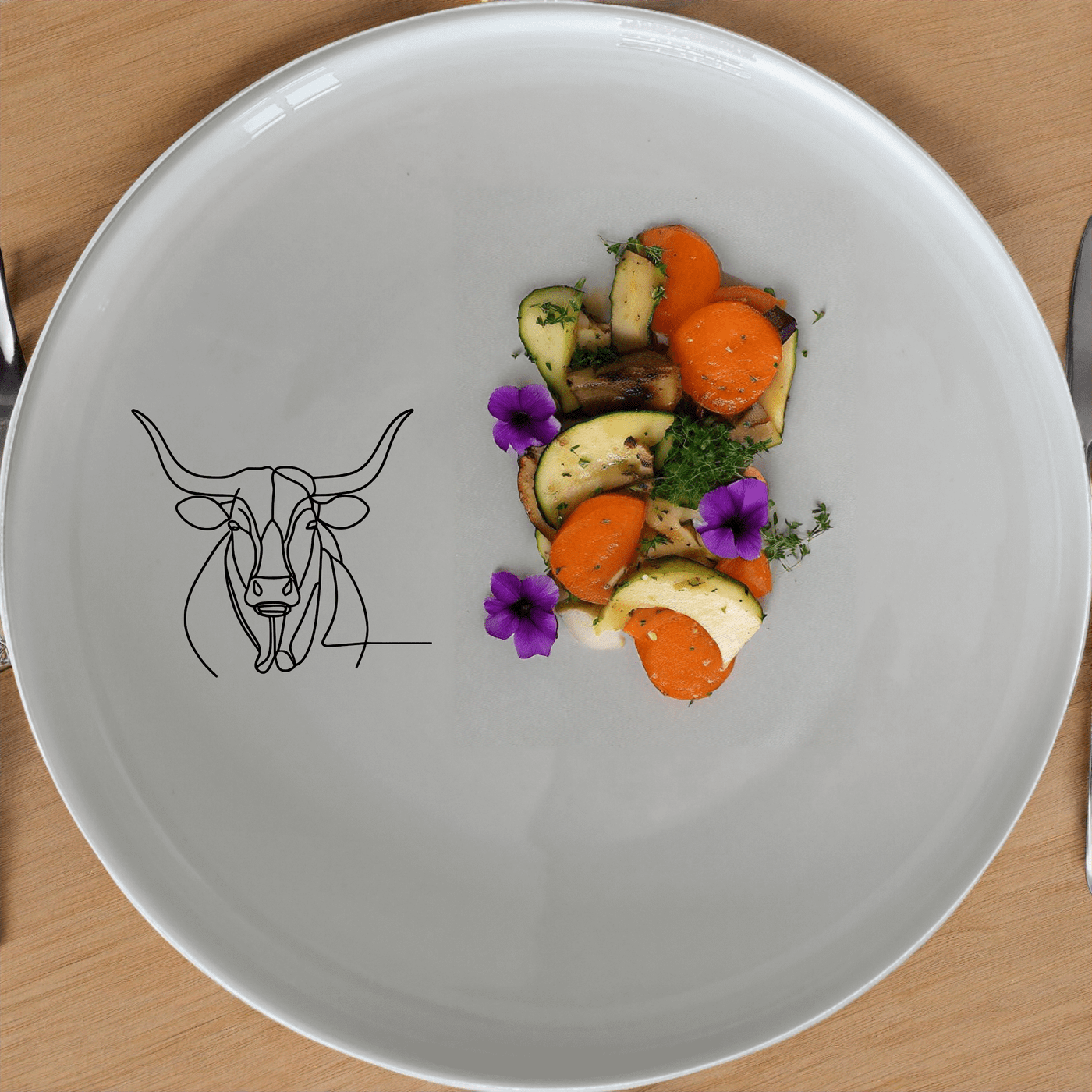 The Long Horn Steer Dinner Plate Set of 4 - Range 1 features a minimalist design perfect for modern dining. Crafted from durable ceramic, these plates are microwave and dishwasher safe, making them ideal for everyday use.