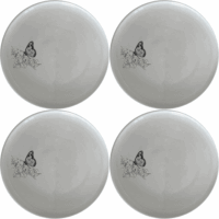 Monarch Butterfly Dinner Plate Set of 4 - Range 1 is a stunning set of four white ceramic dinner plates featuring an elegant monarch butterfly design. Perfect for any dining occasion.