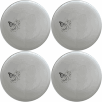 Monarch Butterfly Bougainvillea Dinner Plate Set of 4 - Range 4 is a stunning set of four dinner plates featuring a delicate laser-etched monarch butterfly design on a white ceramic base.