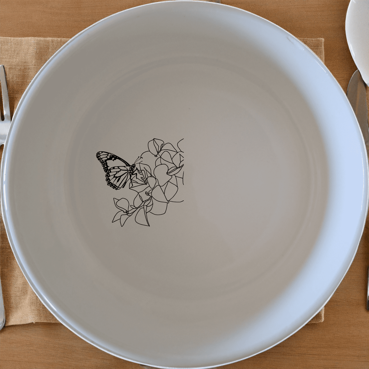 Monarch Butterfly Bougainvillea Bowl Set of 4 - Range 4 is a stunning set of four ceramic bowls featuring a delicate monarch butterfly and bougainvillea design.