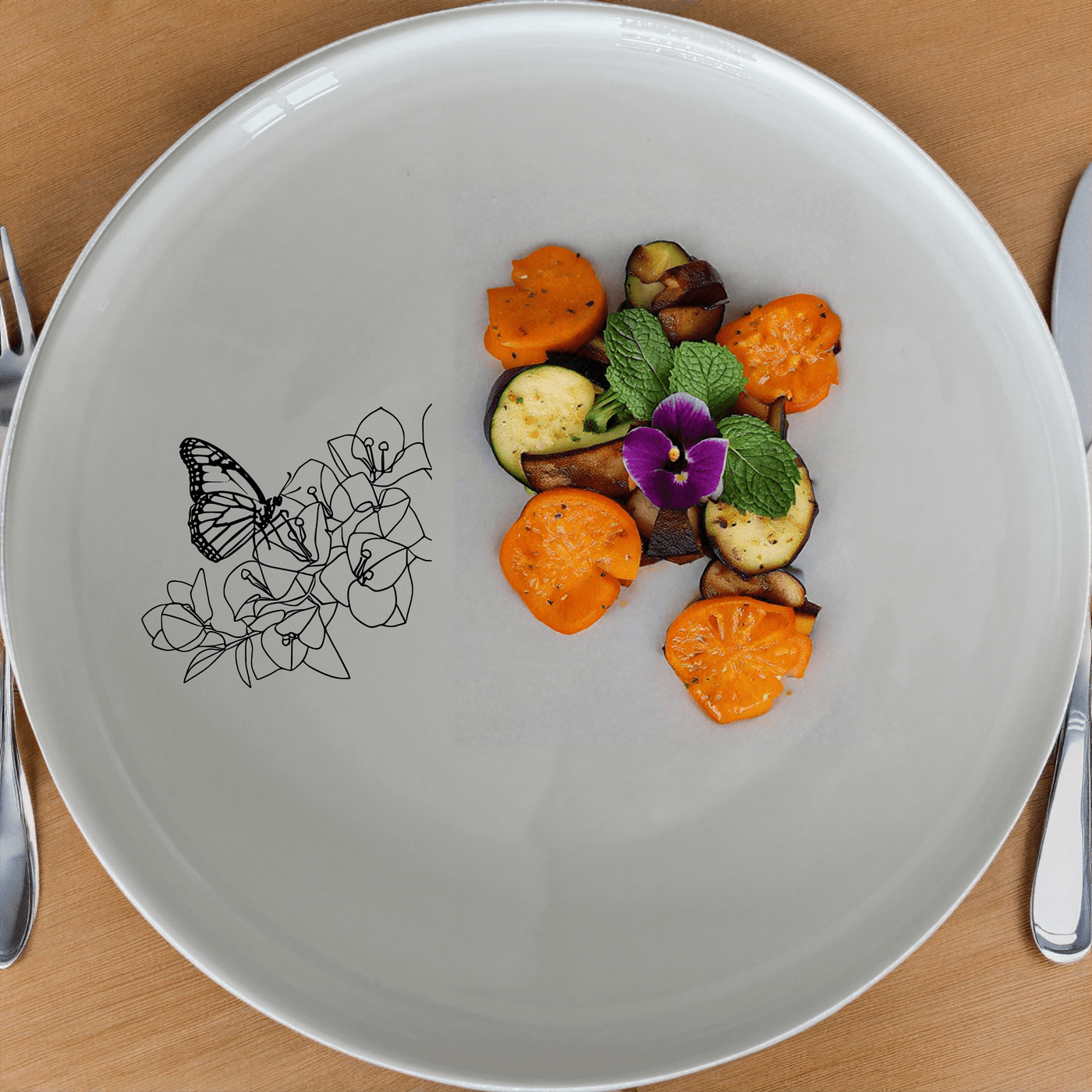 Monarch Butterfly Bougainvillea Side Plate Set of 4 - Range 2 adds elegance to any dining table with its intricate design.