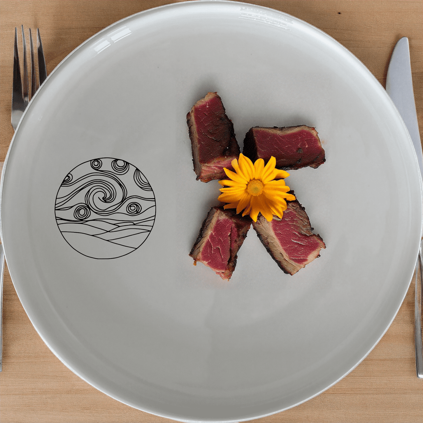 Starry Night Painting Side Plate Set of 4 - Range 4 is a beautiful and unique set of plates that feature a laser-etched design inspired by Van Gogh's iconic painting. These plates are perfect for adding a touch of art to your dining experience.
