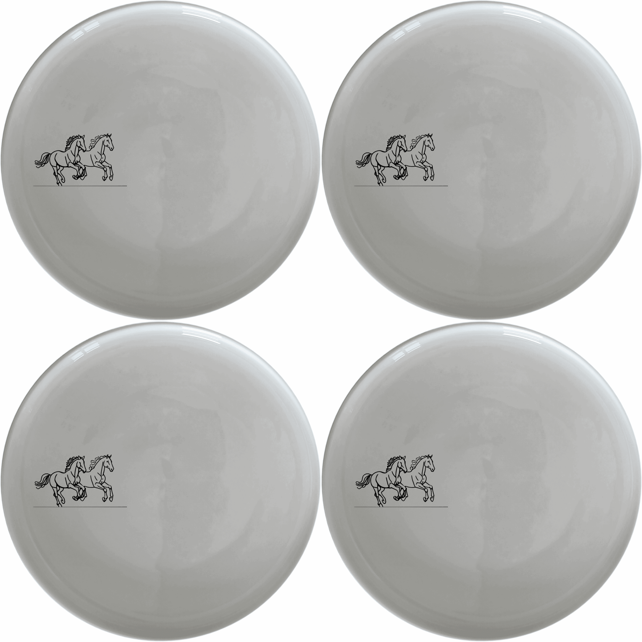 The Running Horses Dinner Plate Set of 4 features a sleek silhouette design, perfect for modern dining and everyday use.