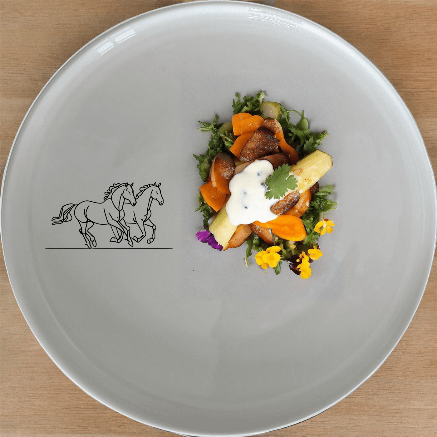 The Silhouette Running Horses Dinner Plate Set of 4 adds an artistic touch to your dining table with its sleek, minimalist design.