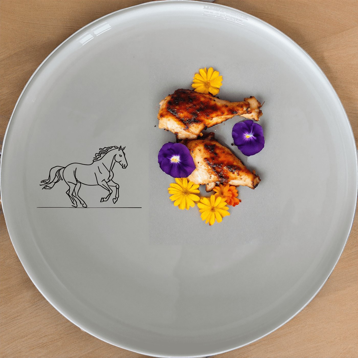 The Running Horse Silhouette Side Plate Set of 4 features a sleek, minimalist design perfect for modern dining tables.