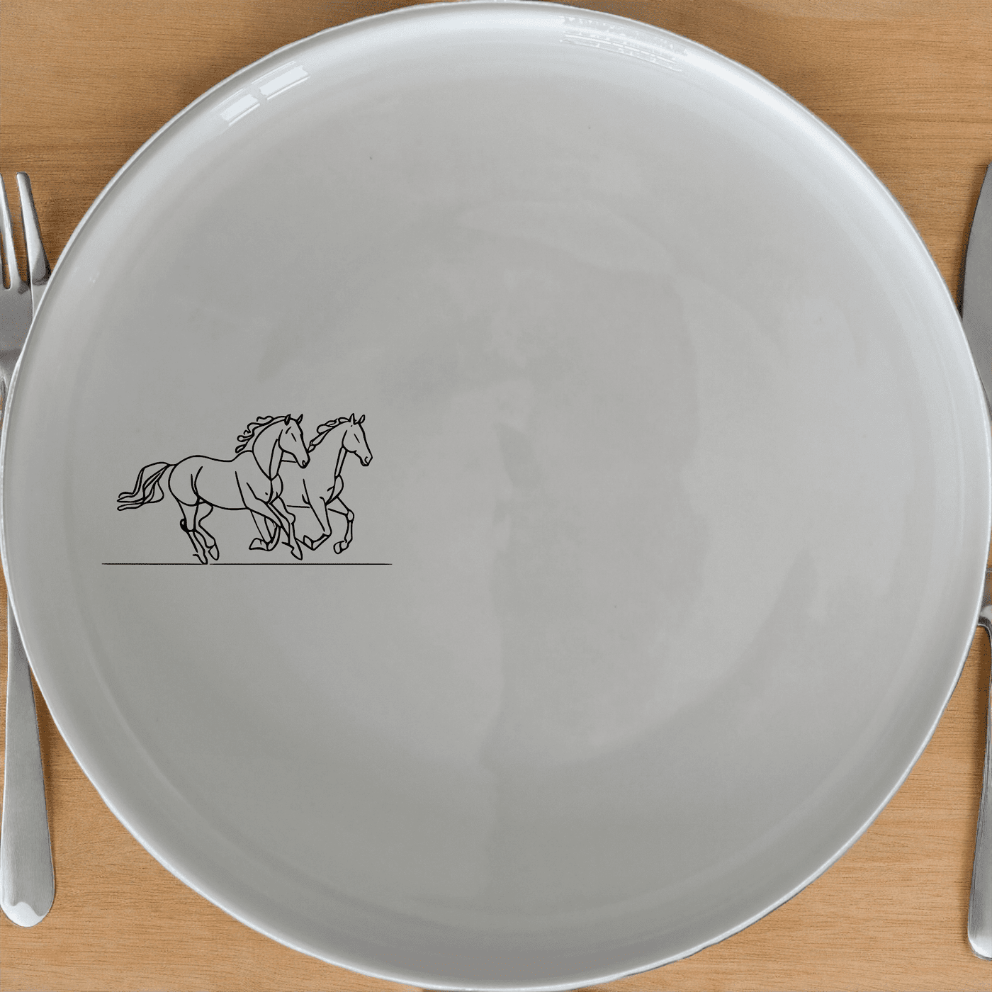 The Silhouette Running Horses Side Plate Set of 4 adds a touch of elegance to your dining table with its minimalist design.