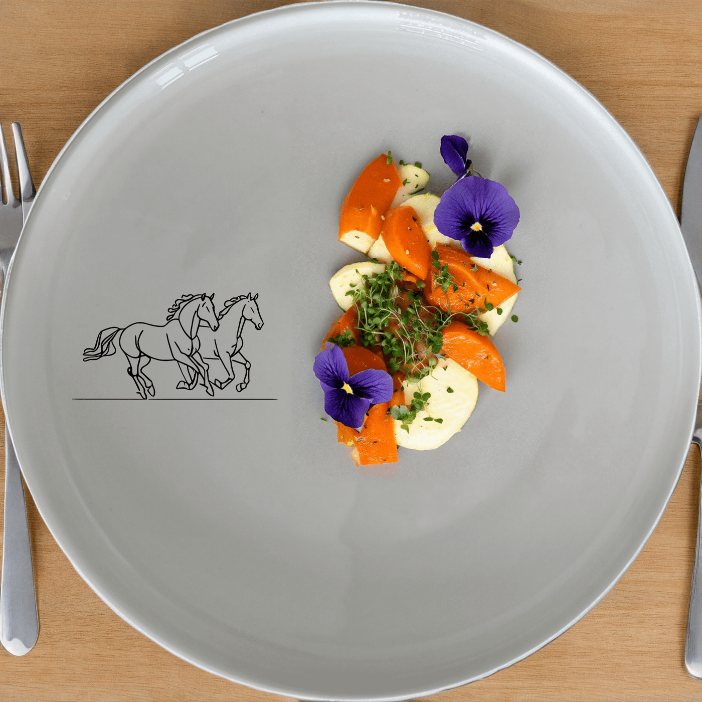 The Silhouette Running Horses Side Plate Set of 4 adds a touch of elegance to your dining table with its minimalist design.