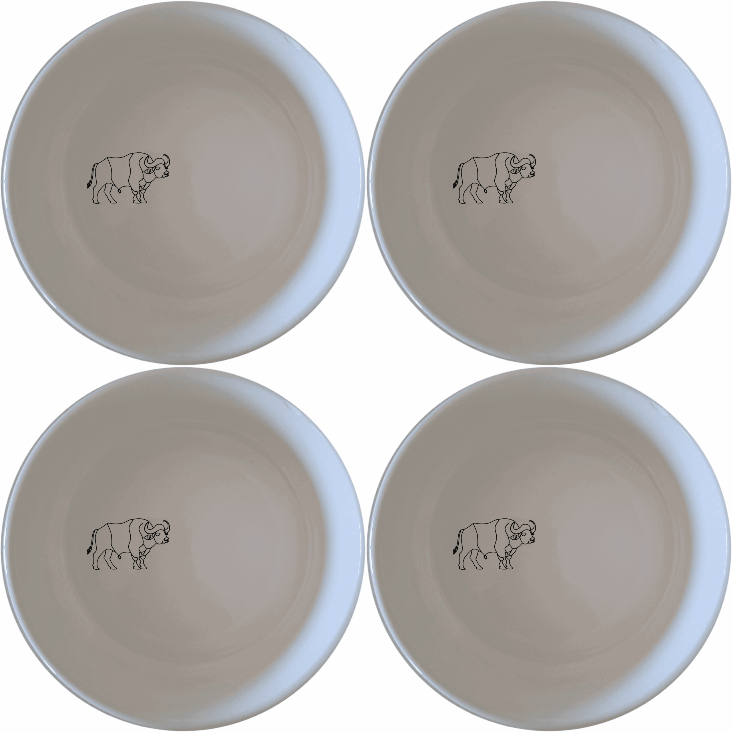 The African Buffalo Bowl Set of 4 features a striking silhouette design, perfect for modern and nature-inspired dining.