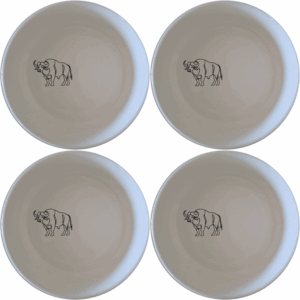 The African Buffalo Silhouette Bowl Set of 4 features a striking silhouette design, perfect for adding a touch of nature to your dining experience.