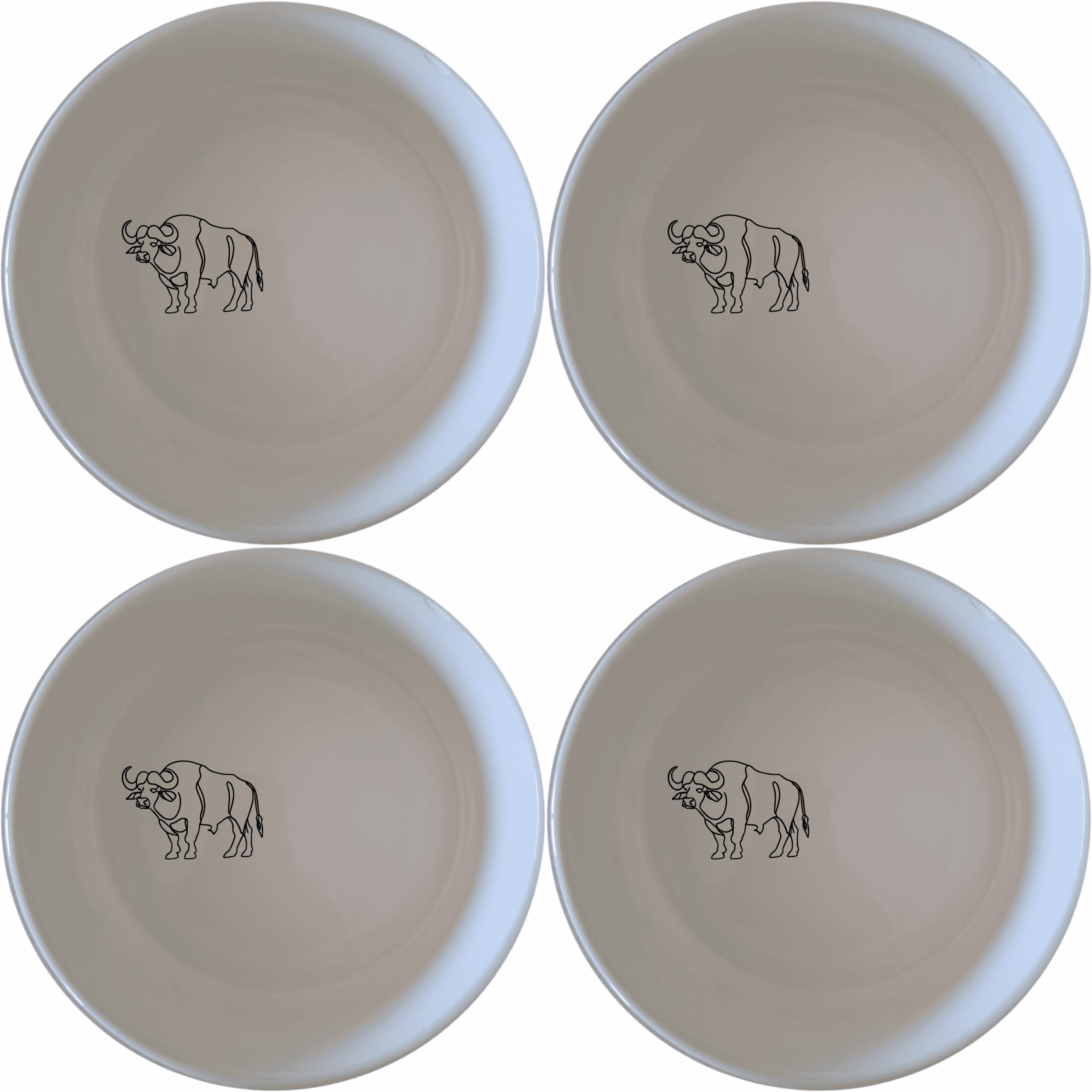 The African Buffalo Silhouette Bowl Set of 4 features a striking silhouette design, perfect for adding a touch of nature to your dining experience.