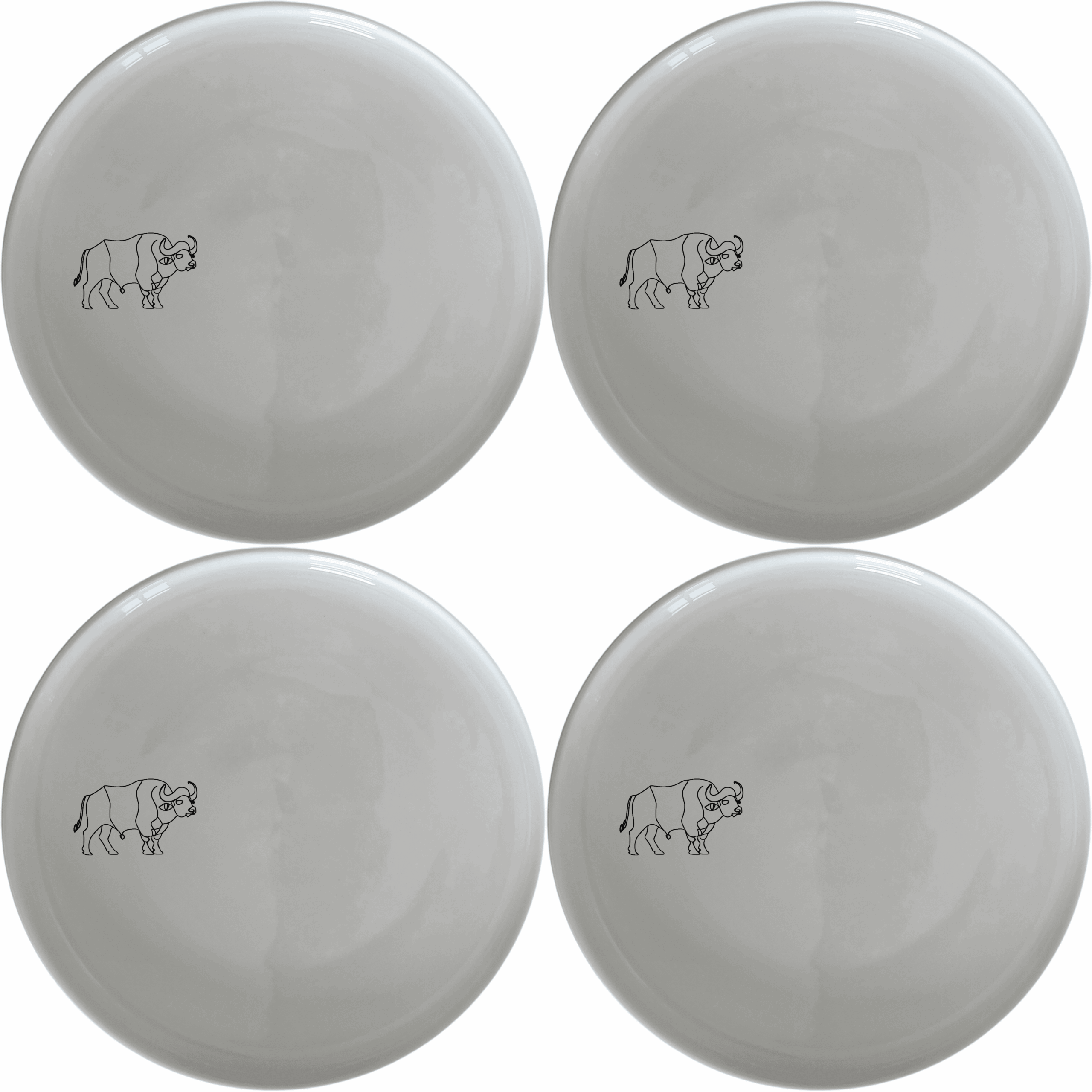 The Buffalo Silhouette Dinner Plate Set of 4 features a striking silhouette design, perfect for modern dining and everyday use.