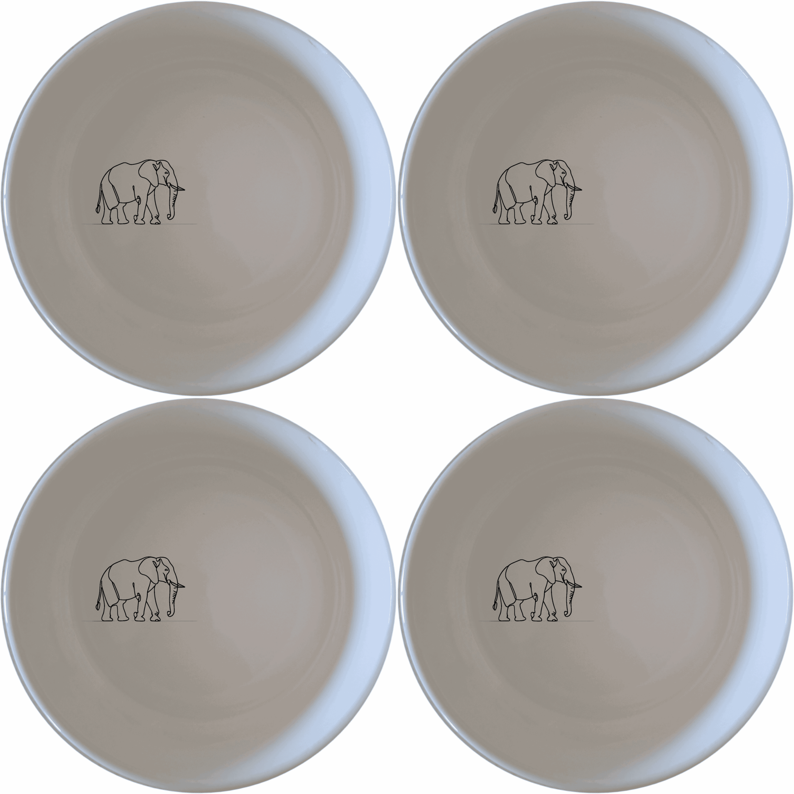 The Silhouette Big Five African Elephant Bowl Set of 4 features a striking silhouette design, perfect for adding a touch of wildlife elegance to your dining experience.