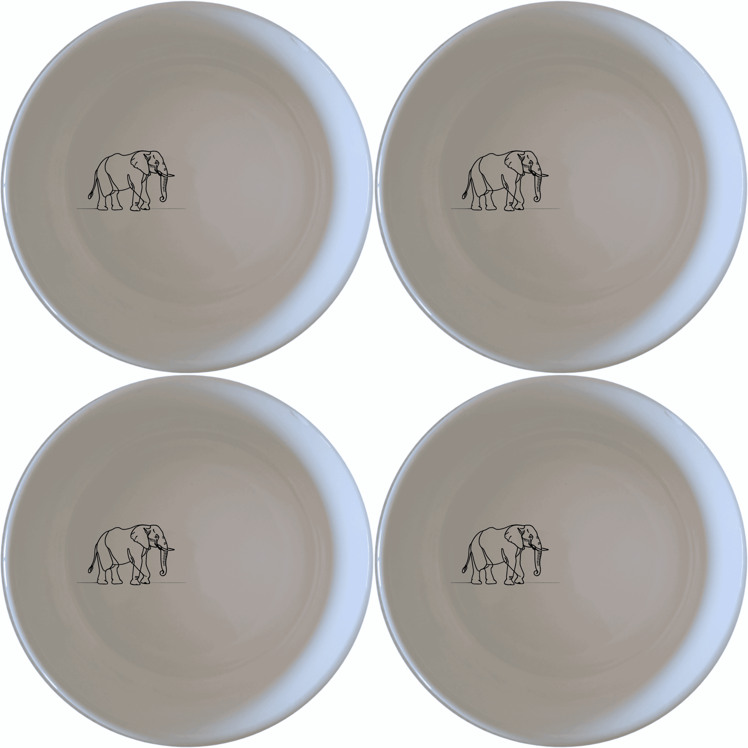 The Silhouette Big Five African Elephant Bowl Set of 4 features elegant designs perfect for any dining occasion.