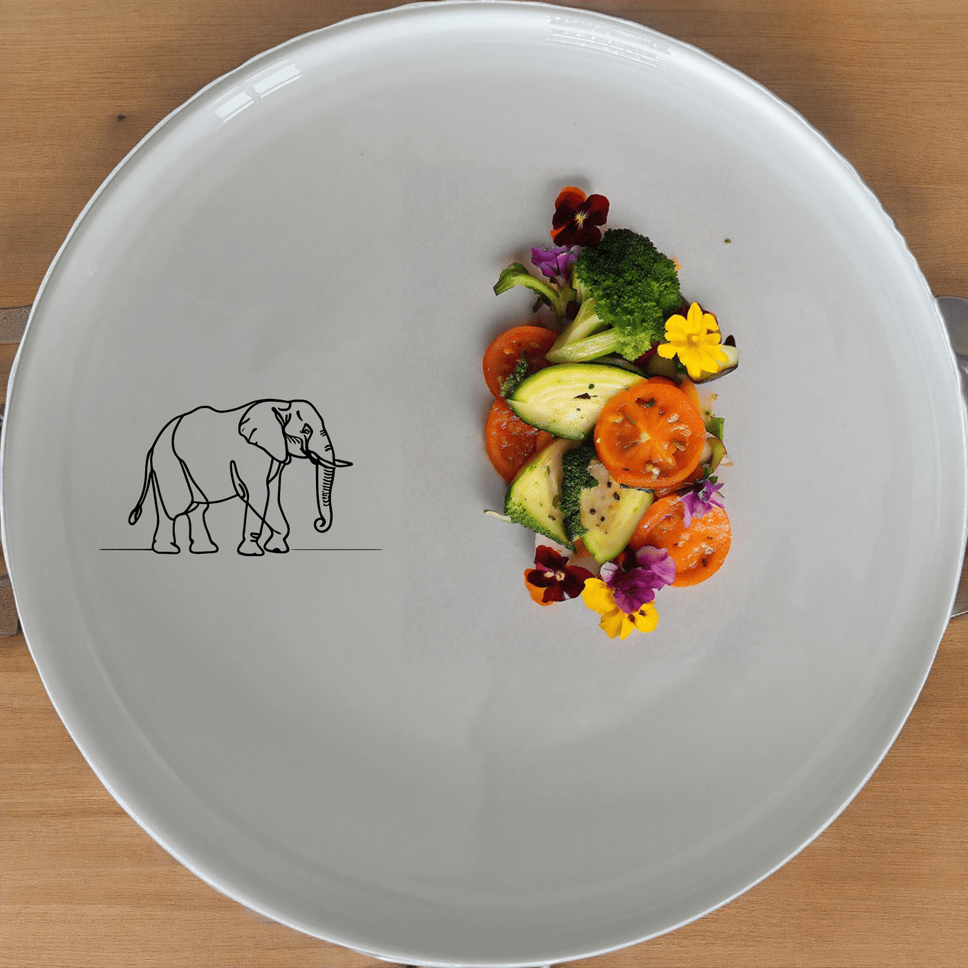 The Silhouette Big Five African Elephant Dinner Plate Set of 4 features a minimalist design perfect for modern dining.
