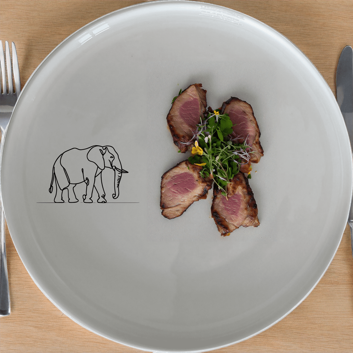 The Silhouette Big Five Elephant Side Plate Set of 4 adds a touch of wildlife elegance to your dining table with its minimalist design.