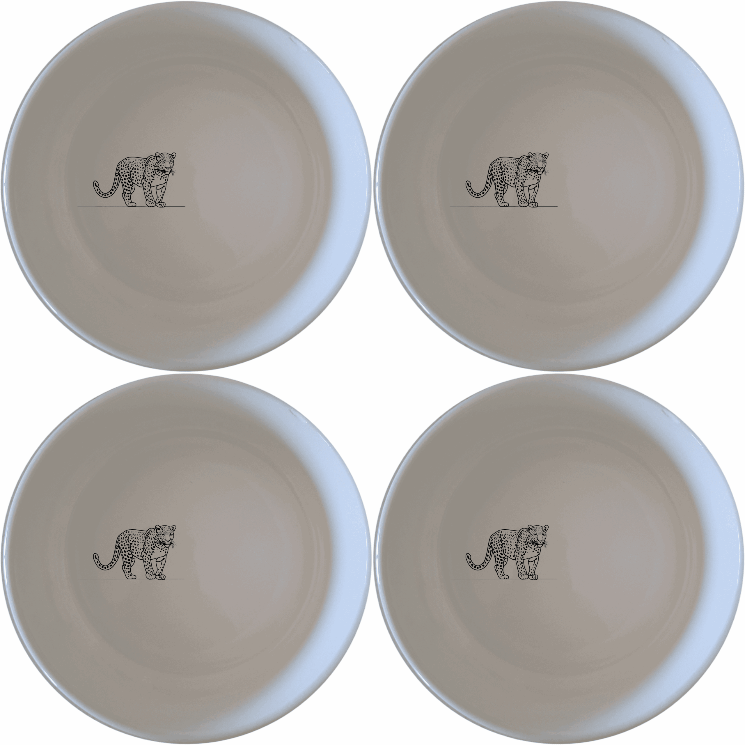 The Silhouette Big Five African Leopard Bowl Set of 4 features elegant designs perfect for any dining occasion.