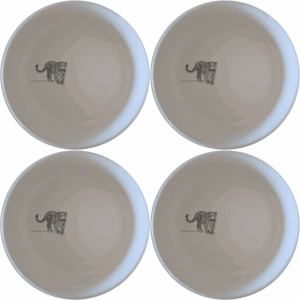 The Silhouette Big Five African Leopard Bowl Set of 4 features a striking silhouette of the African Leopard, perfect for adding a touch of wild elegance to your dining experience.