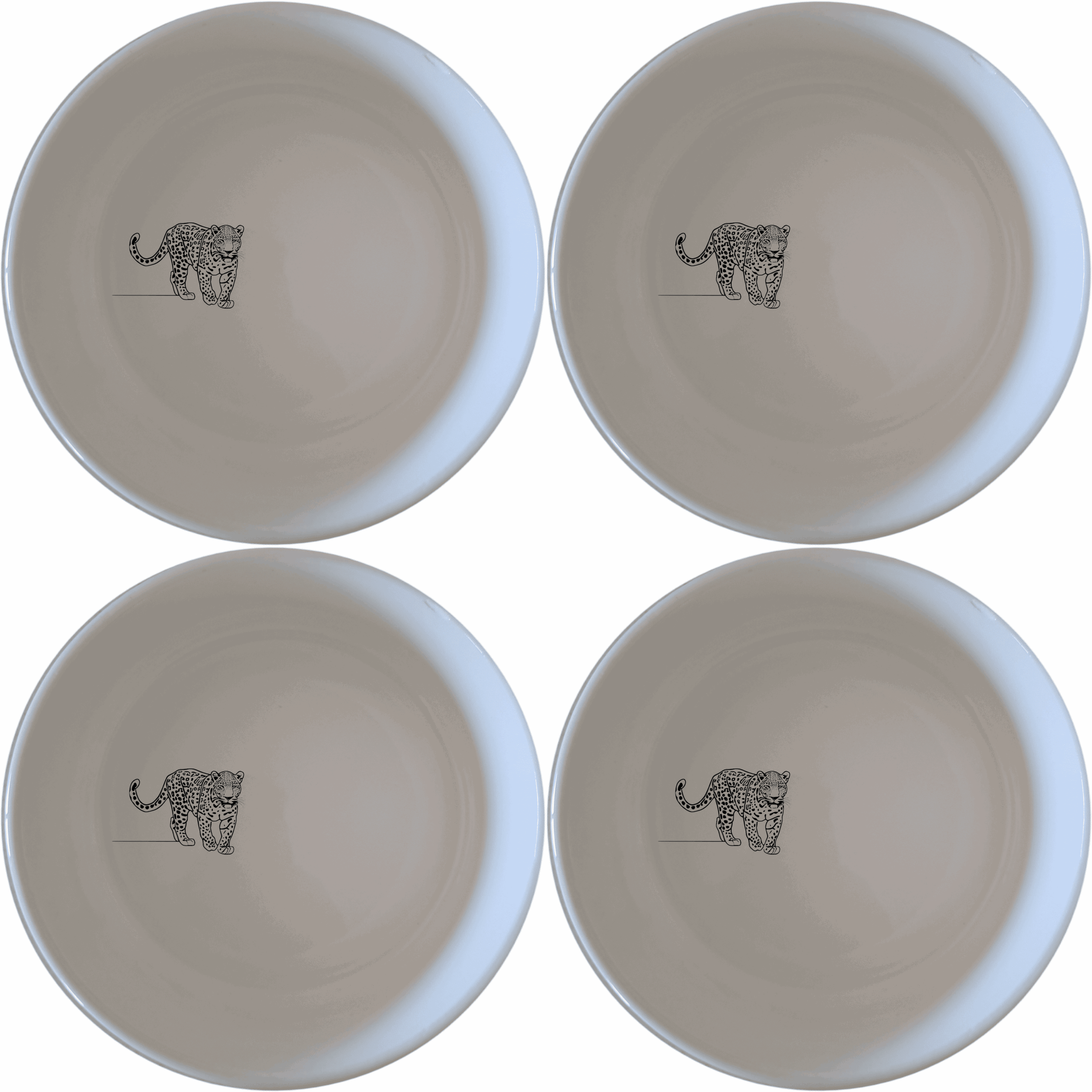 The Silhouette Big Five African Leopard Bowl Set of 4 features a striking silhouette of the African Leopard, perfect for adding a touch of wild elegance to your dining experience.