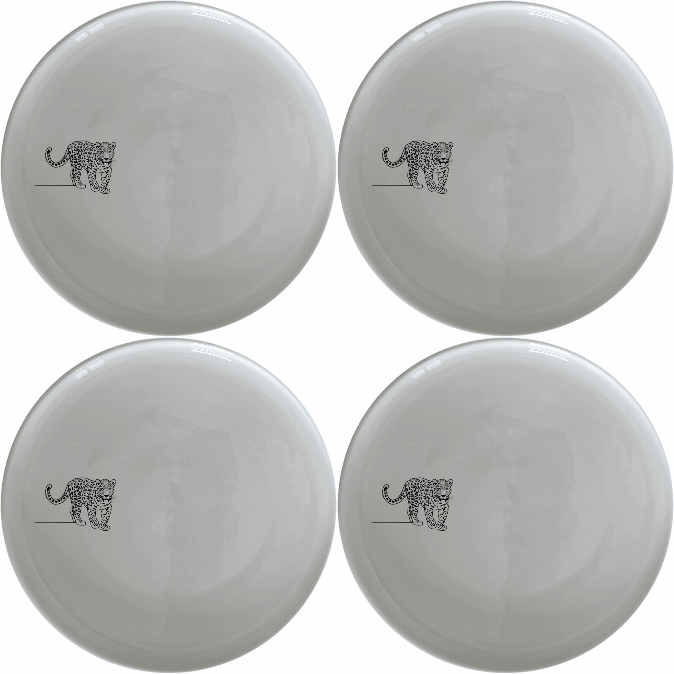 The Silhouette Big Five African Leopard Dinner Plate Set of 4 features a striking silhouette design, perfect for adding a touch of wild elegance to your dining experience.