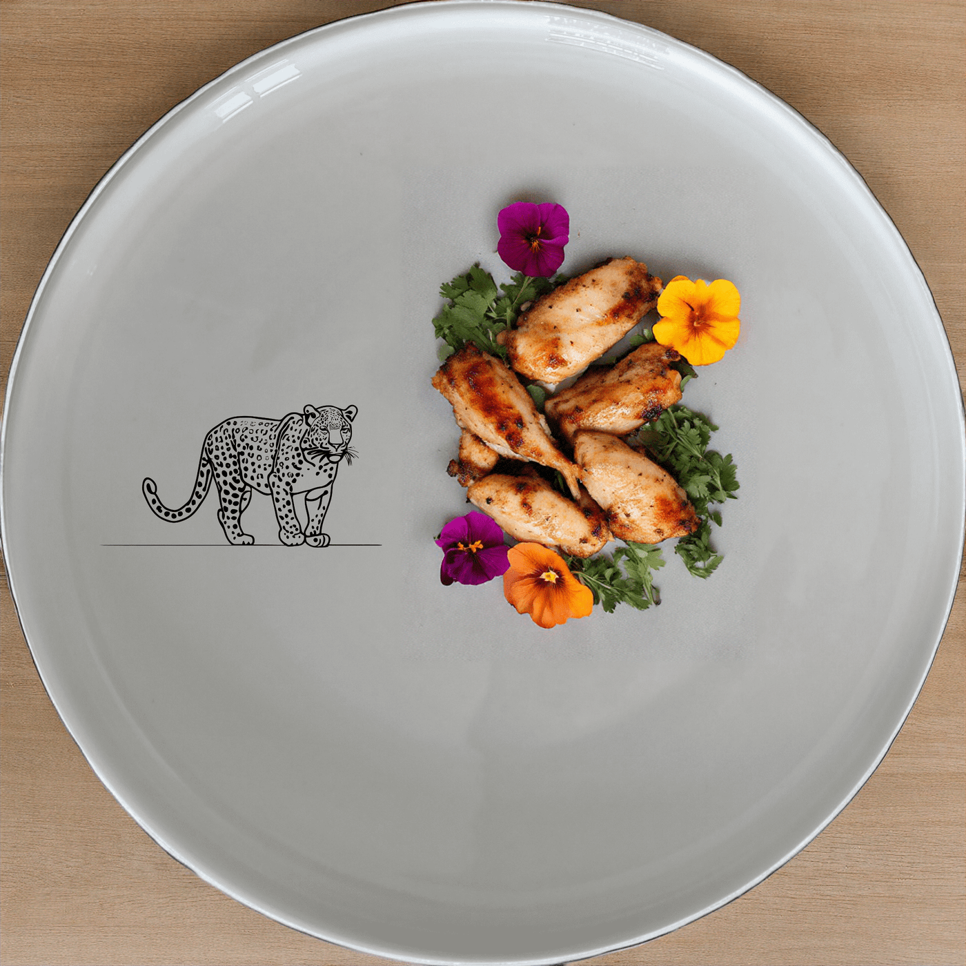 The Big Five African Leopard Dinner Plate Set of 4 features elegant silhouettes of the African leopard, perfect for a stylish dinnerware collection.