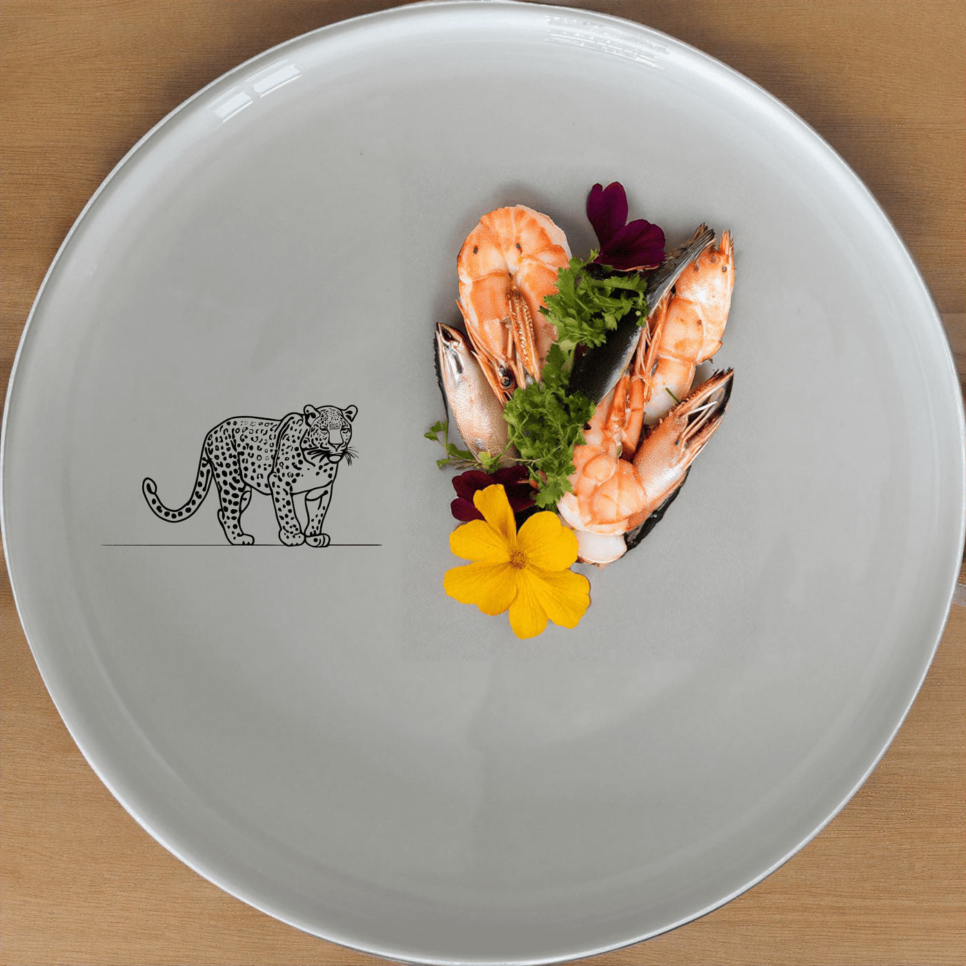The Big Five African Leopard Side Plate Set of 4 features a sleek silhouette design, perfect for modern dining and adding a touch of wildlife elegance to your table.