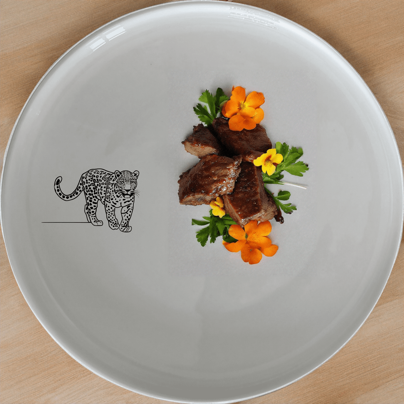The Silhouette Big Five African Leopard Side Plate Set of 4 adds a touch of wildlife elegance to your dining table with its sleek, minimalist design.