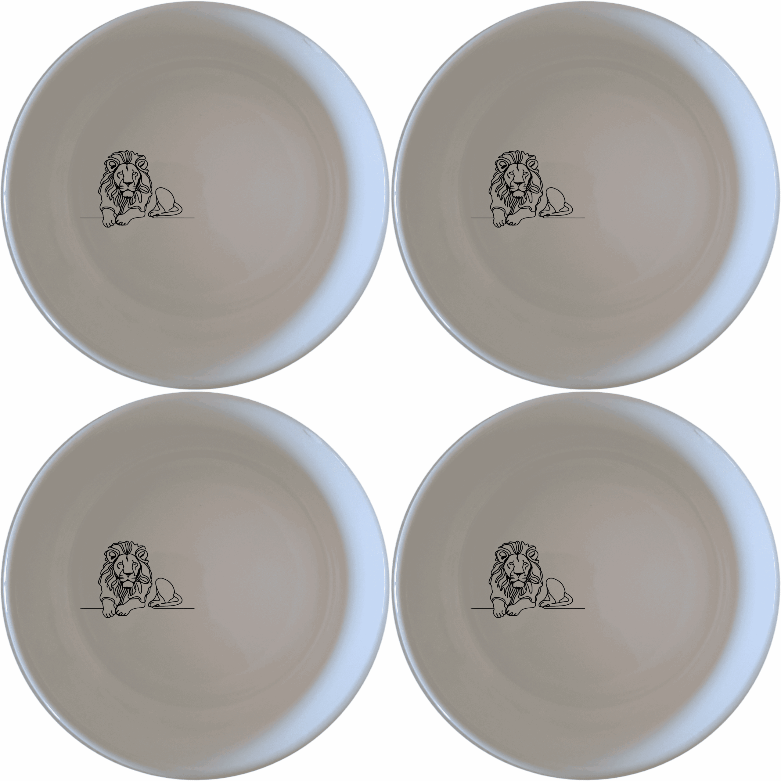 The African Lion Bowl Set of 4 features a sleek silhouette design, perfect for modern dining and everyday use.