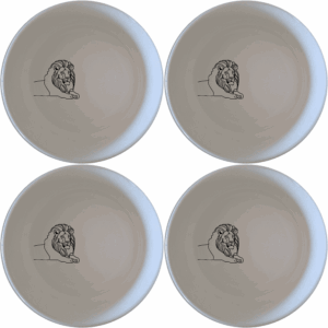 The African Lion Silhouette Bowl Set of 4 features a striking design perfect for any dining table.