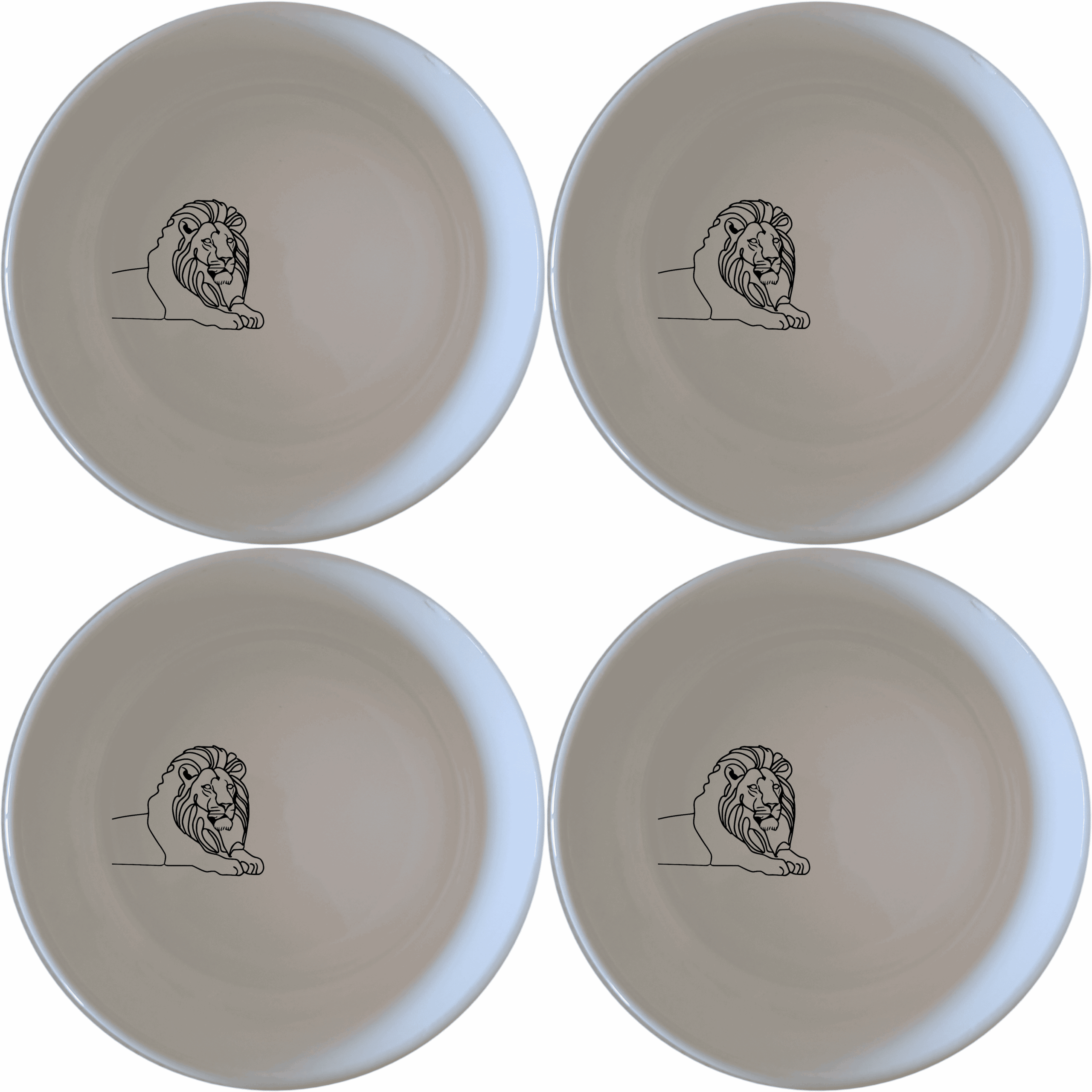 The African Lion Silhouette Bowl Set of 4 features a striking design perfect for any dining table.