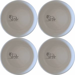 The African Lion Silhouette Bowl Set of 4 features a striking silhouette design, perfect for adding a touch of wildlife elegance to your dining table.