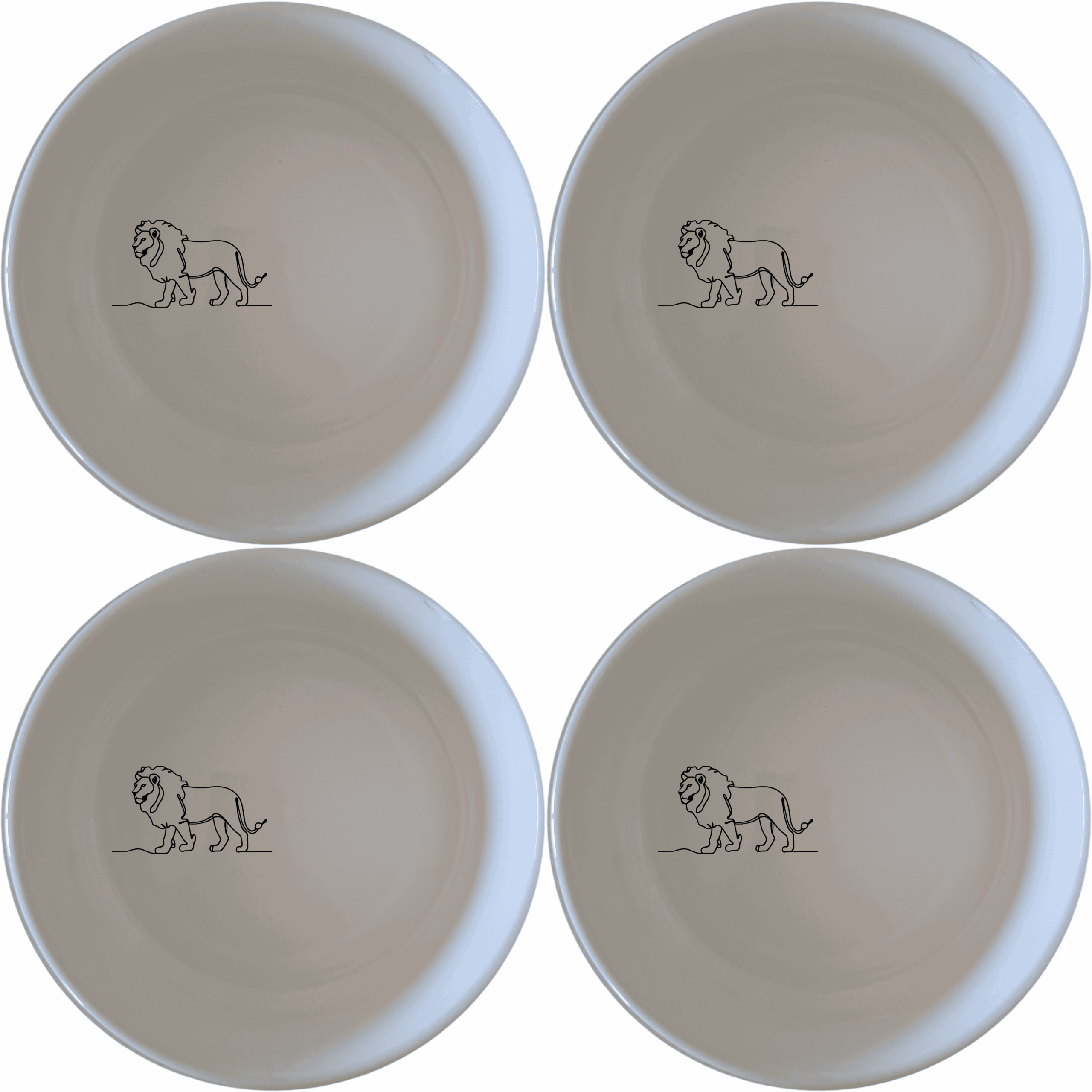 The African Lion Silhouette Bowl Set of 4 features a striking silhouette design, perfect for adding a touch of wildlife elegance to your dining table.