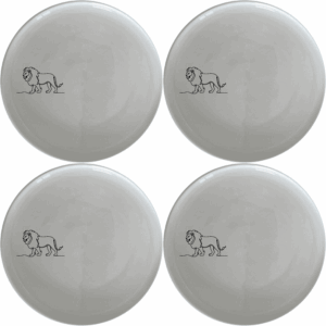 African Lion Dinner Plate Set of 4 features a sleek silhouette design perfect for modern dining.