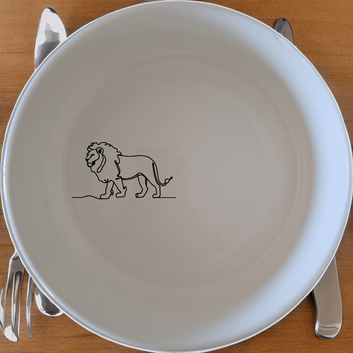 The African Lion Silhouette Bowl Set of 4 features a striking silhouette design, perfect for adding a touch of wildlife elegance to your dining table.