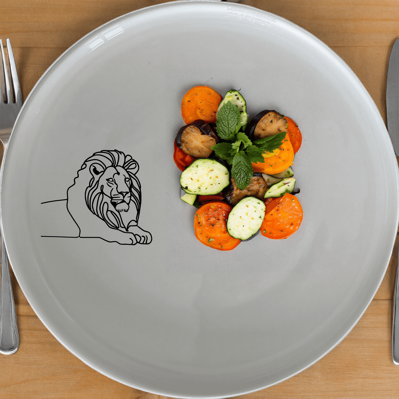 The African Lion Dinner Plate Set of 4 features a sleek silhouette design, perfect for modern dining and everyday use.
