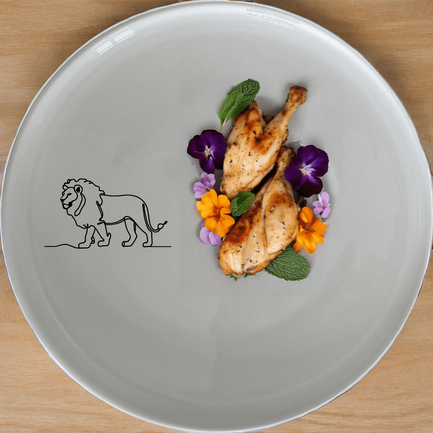 African Lion Dinner Plate Set of 4 features a sleek silhouette design perfect for modern dining.