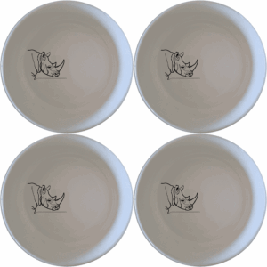 The Silhouette Big Five African Rhino Bowl Set of 4 features elegant designs perfect for any dining occasion.